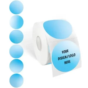 2 Inch Blue Round Thermal Sticker Labels, Self-Adhesive Circle Direct Thermal Labels, Multi-Purpose Roll Sticker Labels for DIY Logo Design, QR Code, Name Tag (600 Labels,1 Roll)