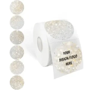 2 Inch Gray Round Thermal Sticker Labels, Self-Adhesive Circle Direct Thermal Label, Multi-Purpose Roll Sticker Labels for DIY Logo Design, QR Code, Name Tag (600 Labels,1 Roll)