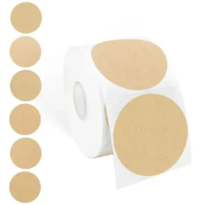 2 Inch Round Thermal Label, Self-Adhesive Waterproof Circle Sticker for Logo Design, Multipurpose Direct Thermal Labels, 600 Sheets/1 Roll, Imitation Kraft Paper Color