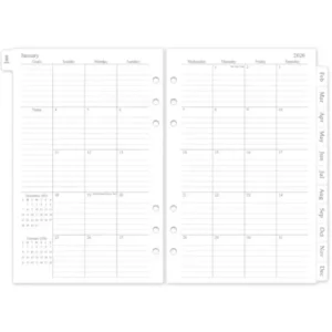 2025-2026 Weekly & Monthly Planner Refill, A5 Planner Inserts for 6 Holes, 5.5"x8.5", July. 2025 - June. 2026, 12 Monthly Calendars with Laminated Tabs, 6-Hole Punched