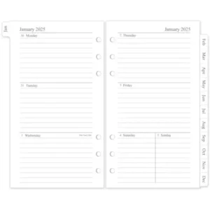 2025 Weekly & Monthly Planner Refill, A6 planner Inserts with Monthly Tabs, Size 3, 3.8"x6.8", 6-Hole Punched