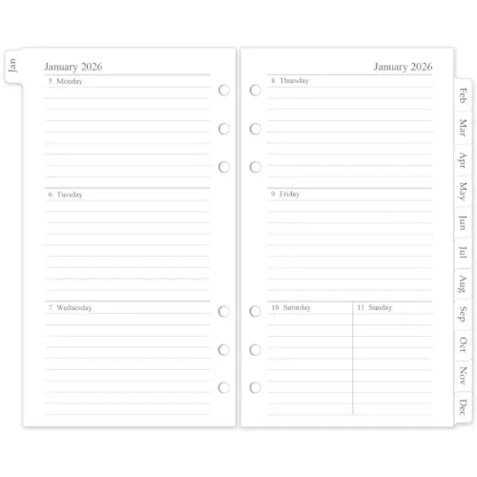 2026 Weekly & Monthly Planner Refill, A5 Medium Planner Inserts for 6 Holes, 5.5"x8.5", Jan. 2026 - Dec. 2026, 12 Monthly Calendars with Laminated Tabs, 6-Hole Punched