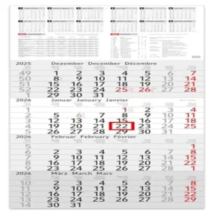 3 Month Calendar 2025 Wall Calendar with Slider - "INFO" Calendar 2025 Wall Calendar 30 x 50 cm Large - Office Calendar
