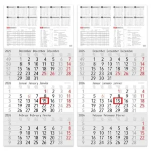 3 Month Calendar 2025 Wall Calendar with Slider - "INFO" Calendar 2025 Wall Calendar 30 x 50 cm Large - Office Calendar