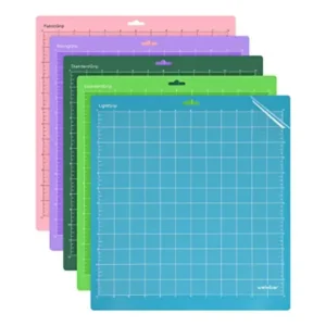 5 Pack Cutting Mats for Silhouette Cameo 5/4/3/2/1, 12x12 Inch StandardGrip/LightGrip/StrongGrip/FabricGrip, Cutting Mats for Sewing, Quilting, Crafts