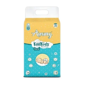 Ammy Koolkids Baby Diaper Pants, L Size (30 Count), Rash Free Diaper Pants for Babies, Super soft, Super Flexi Smart Fit- System, (9-14Kg)