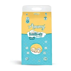 Ammy Koolkids Extra Absorb Baby Diaper Pants, Rash Free Diaper Pants for Babies (4-8kg)- Small, 72 Pieces