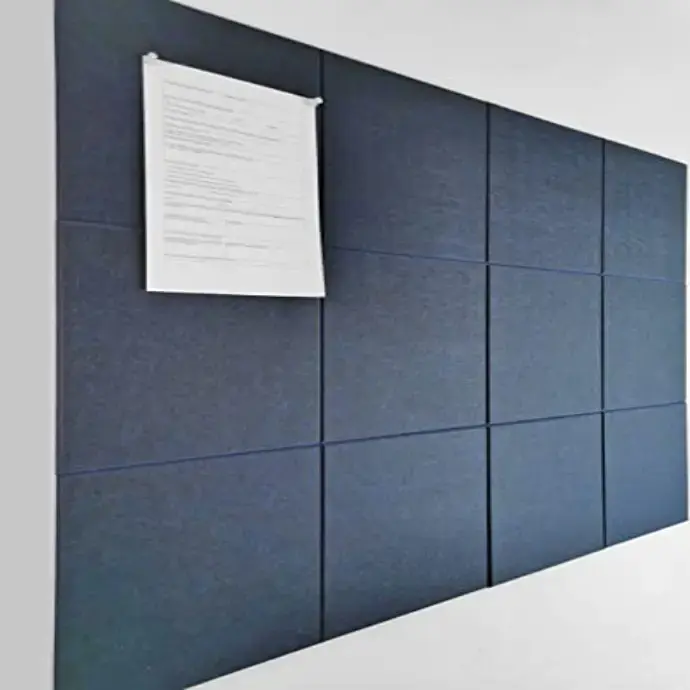 DECORITA Blue Felt Bulletin Board 47"x35" | Large Cork Bulletin Board Alternative for Office, Home & Classroom | Felt Wall Tiles (12-Pack) | Blue Classroom Decor Office Supplies | Dark Blue