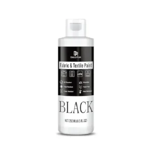 Black Fabric Paint - 8.5 oz Permanent, Non-Toxic Textile Paint for Clothes, DIY Fabric Painting on T-shirts, Shoes, Leather, Jeans, Bags, Canvas