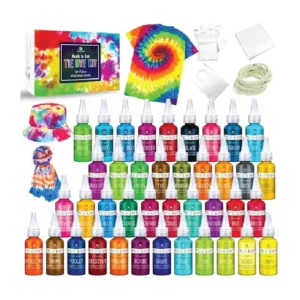 DecorRom Tie-Dye Kit - 40 Colors Fabric Dye Set for DIY Textile Paint Art - All-in-1 Tie-Dye Color Powder for Shirt, Hoodie, Fabric Clothes Painting, Party Supplies, Adults and Kids Handmade Crafts