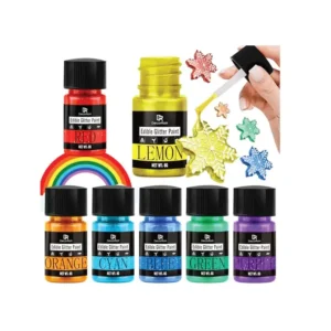 Edible Glitter Paint - Rainbow Color Metallic Edible Cake Paint for Cake Decorating, Cupcakes, Drinks, Fondant - Iridescence Food Grade Decorative Paint Liquid Luster Dust for Cocktail, Candy, Donuts