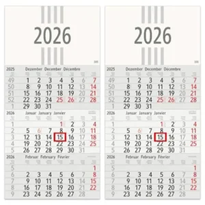 Geiger-Office 3-Month Calendar 2025 Recycled Wall Calendar with Date Slider, 30 x 50 cm, Pack of 2