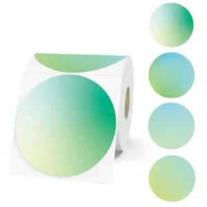 Green Round Self-Adhesive Sticker Labels - 3 inch Diameter, 410 Multi-purpose Thermal Labels, Roll for DIY Design, QR Code, Name Tags