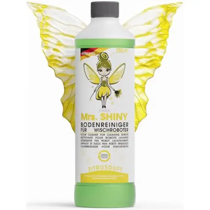 Mrs. SHINY - Robot Mop Cleaner with Fresh Fragrance - Streak-free Cleanliness & Quick Drying - Floor Cleaner Mop Robot - Compatible with All Vacuum Wipers - 750 ml (Lemon)