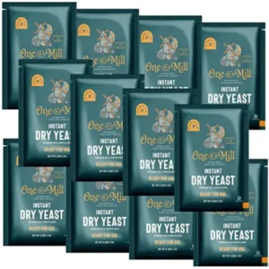 One in a Mill Instant Dry Yeast Packets | Fast Acting Self Rising Yeast for Baking Bread, Cake, Pizza Dough Crust | Kosher | Quick Rapid Rise Leavening Agent for Pastries | 12 Packets