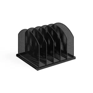 Safco Products Onyx Desk Organizer 5 Upright Sections, Black (3215BLKD)