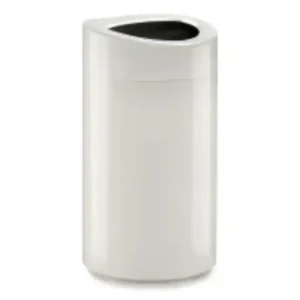 Safco Products Open Top Trash Receptacle with Liner 9921SL, Silver, 14 Gallon Capacity, Hands-free Disposal, Modern Styling