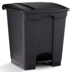 Safco Products Plastic Step-On Trash Can for Hands-Free Disposal, Great for Home/Commercial Use, 12 Gallon, Black (9925BL)