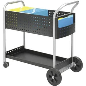 Safco Products Scoot Legal Size Mail Cart 5239BL Black, Swivel Wheels