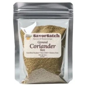 SavorSatch Ground Coriander Powder – 6 oz Resealable Pouch | Freshly Ground, Aromatic, Certified Kosher, Non-GMO | Warm, Citrusy Spice for Cooking, Baking, Curries, and Seasoning