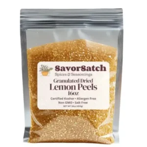 SavorSatch Lemon Peel Granules - 16oz Resealable Pouch | Certified Kosher, GMO-Free, Allergen-Free | Bulk Citrus Zest for Seasoning, Rubs, Marinades, Dressings