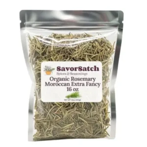 SavorSatch Rosemary Moroccan Extra Fancy - 16 oz Resealable Pouch | USDA Certified Organic, Allergen-Free, Non-GMO, Kosher | Mediterranean Herb, Whole Leaf | Gluten-Free for Cooking, Tea - Bulk 1