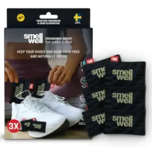 SmellWell Active 3-Pack Odour Remover + Shoe Deodorant (3 Pairs, 6 x 50 g) Bamboo Activated Carbon Odour Absorber + Air Purification Bags + Moisture Absorber for Shoes, Bags and Against Sweat Feet +