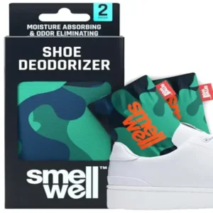 SmellWell Active Odour Remover, Shoe Deodorant, Bamboo Activated Carbon Odour Absorber, Moisture Absorber for Shoes, Bags and Against Sweaty Feet, Annoying Odours, Camo Green, 1 Pair, 2 x 50 g