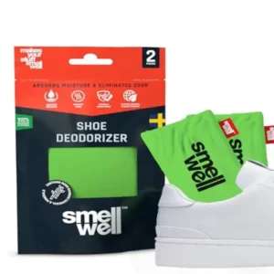 SmellWell Active Shoe Deodorant - Shoe Odour Remover - Antibacterial Shoe Deodorant - Bamboo Activated Carbon Odour & Moisture Absorber for Shoes & Bags, Green, 1 Pair