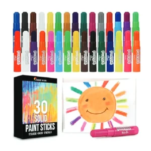 Zenacolor 30 Paint Sticks for Children - Art Supplies for Kids - Mess-free Painting Stick - Solid Colour