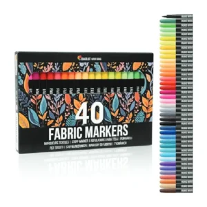 Zenacolor 40 Fabric Markers Pens Set - Non Toxic, Indelible and Permanent Fabric Paint, Pens Fine Point Tip