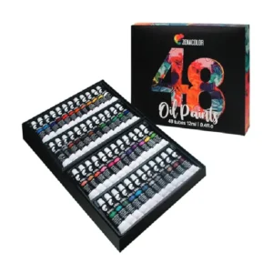 Zenacolor Oil Paint Set 48 x 12mL (0.4Oz) – Pack of 48 Tubes of Oil Paints for Canvas Painting