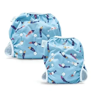Bambio & Boo - Leak-Proof Reusable Swim Diapers, Easy-Wash Design & Fully Adjustable, 9-40 Months,19-40lbs, Soft & Breathable for Infants & Toddlers, Baby Pool & Beach Wear (Avocados)